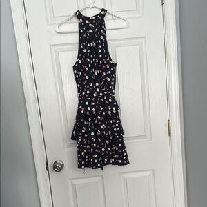 Elegant Navy Polka Dot Dress